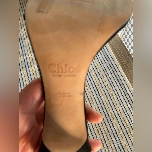 Chloe , black shoes with chains in front and ankle bracelet, new never used - Picture 6 of 8